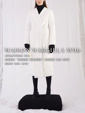 MAISON MARGIELA MM6 AW19 White Cotton Padded Long Iconic Lab Coat Sz S